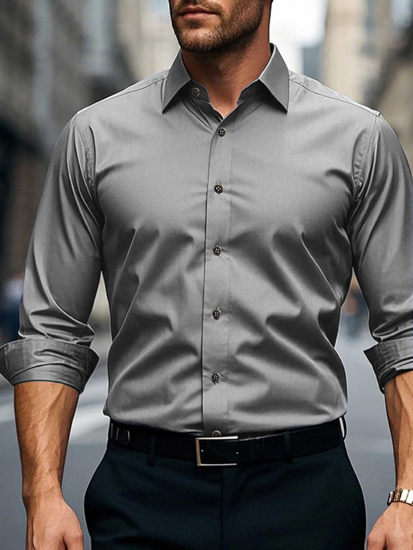 Long Sleeve Hawaiian Shirt Solid Color Elastic Fabric Print Shirt Men Women Fashion Casual Button Business Shirts Beach Blouse X250925