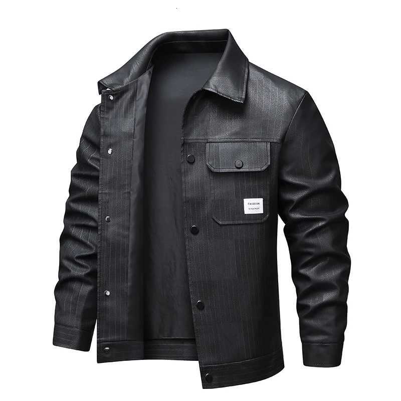 Business Mens Leather Jacket Autumn Winter Casual PU Leather Biker Jackets for Men Vintage Motorcycle Jacket Fashion Lapel Coat X250925