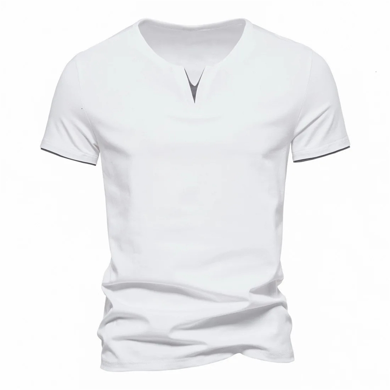 Mens T Shirt Pure Color V Collar Short Sleeved Tops Tees Men T-Shirt Black Tights Man T-Shirts Fitness For Male Clothes 240429