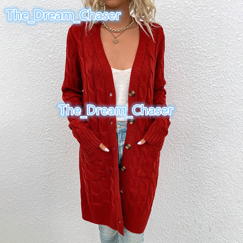 Autumn Winter Womens Casual Long Knitted Cardigan with Single Button Open Front Solid Pattern