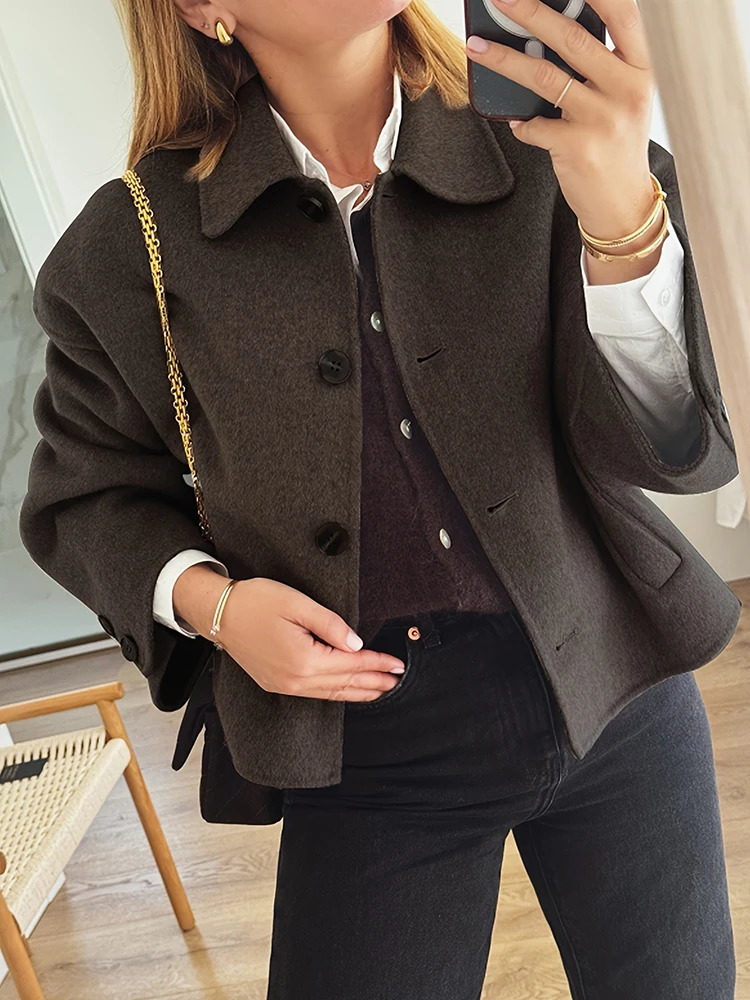 Arrival Solid Short Woolen Coats for Woman Autumn Winter Warm Clothing Button Female Coat Outfits In Outerwears 250905