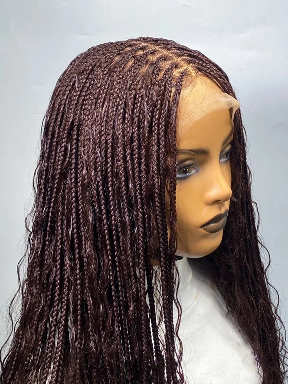 Black Boho Braided Wig HD Lace Full Lace Wigs Cornrow Wig Updo Braided Wig Braided Twist Lace Front Wig Ready To Wear Glueless for Black women 76$