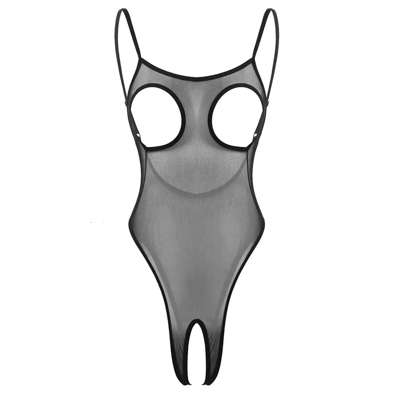 Womens Lingerie See Through Sheer Mesh Open Breast Bodysuit Hollow Out Backless Crotchless Thong Leotard Bodysuit Nightwear 250605