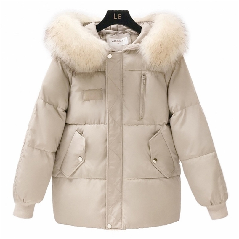 Hooded Winter Coat Women Long Sleeve Female Short Warm Woman Jacket Cotton Parkas Casual Loose Outwear Korean Coat 201217