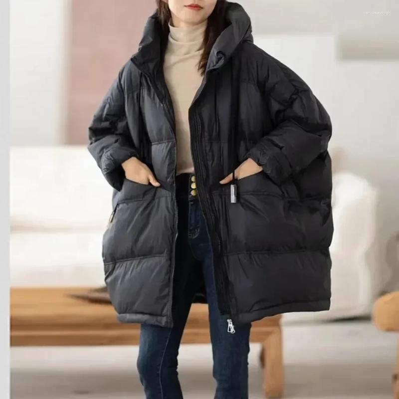 Women's Down 2025 Winter Women 90% White Duck Jacket Casual Loose Over Size Warm Parka Female Drawstring Hooded Puffer Coat