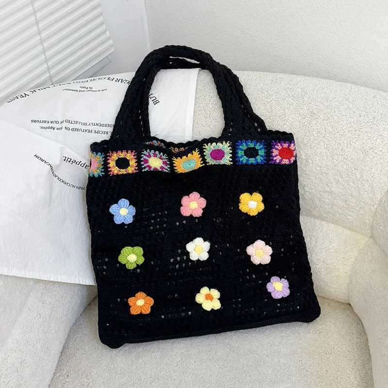 Hollow Out Flower Thread Woven Bag Beach Handbag Tote Bag Large Capacity Bohemian Style Hollow Shoulder Bag Girls Z250923