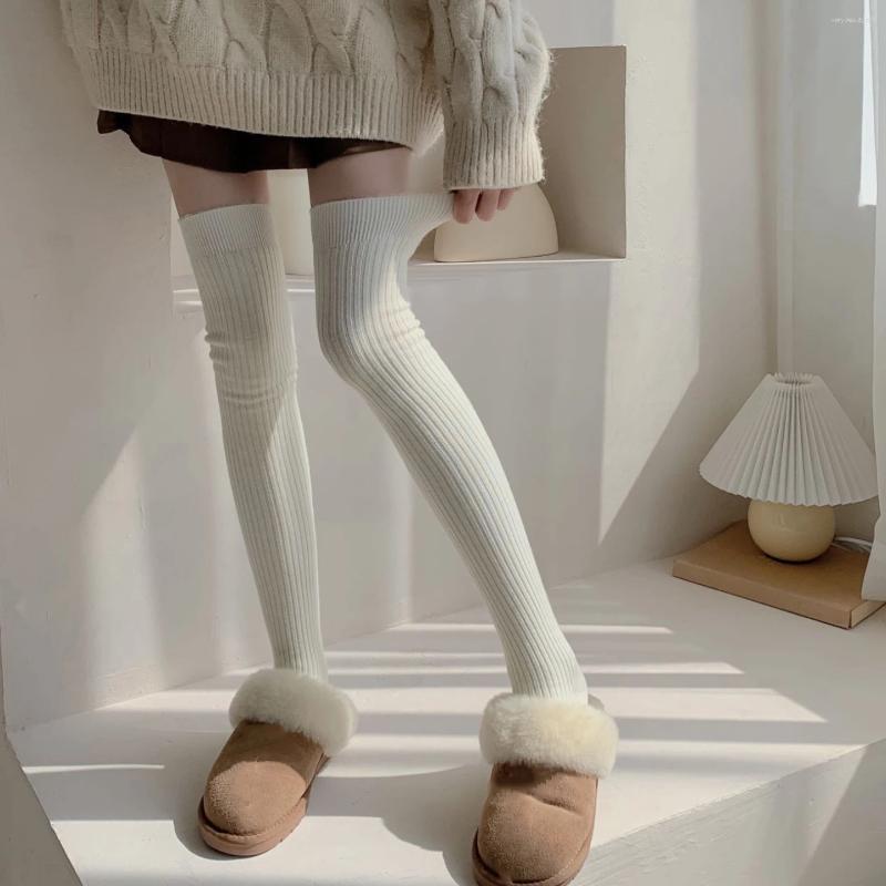 Women Socks Winter Stockings For Solid Color Thigh High Lolita Over The Knee Sock Female Girls Thick Warm Leggings