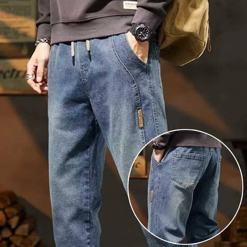 High Quality Brand Mens Baggy Harem Denim Pants Vintage Streetwear Casual Trousers Comfortable Elastic Waist Design Jeans Male W250925