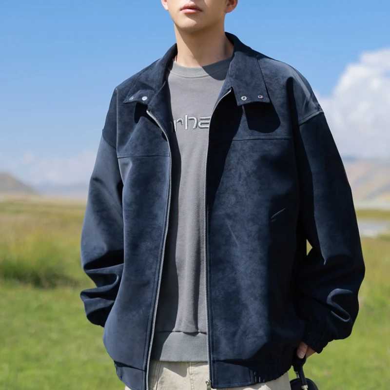 Mens Tie Dye Motorcycle Leather Jacket Autumn Winter Korean Streetwear Men Trendy Versatile Loose Fit Stylish PU Leather Jacket X250925