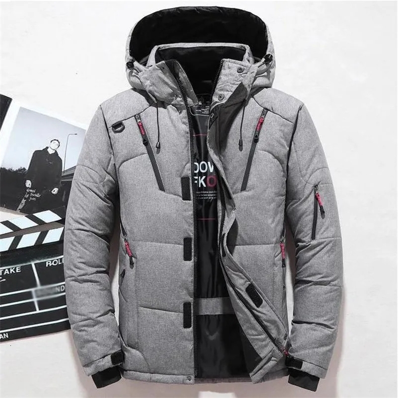 Men's Down Parkas Men's Winter Parkas Down Coat Men's White Duck Down Jacket Hooded Outdoor Thick Warm Padded Snow Coat Plus Size M-4