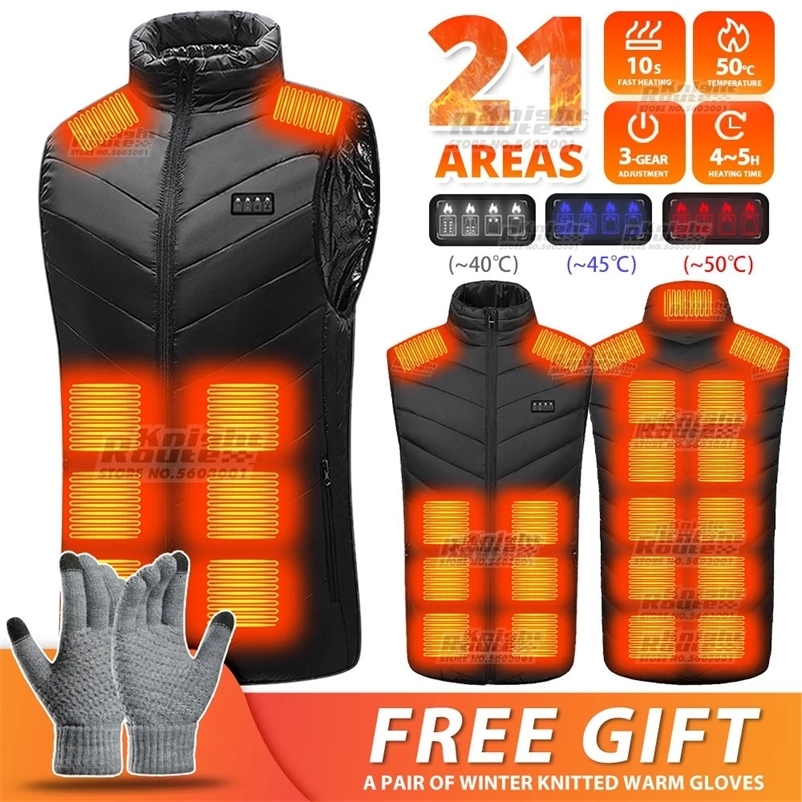 Men's Vests Men Autumn Winter Smart Heating Vest 21 Area Heated Jacket Women Outdoor Self heating vest Winter Warm Outdoor Hiking Fishing 23102