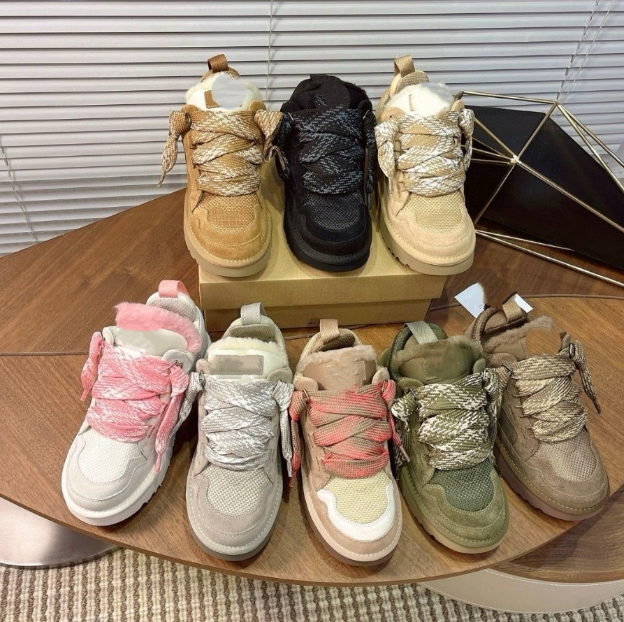 Hot selling thick soled shoes casual Suede plush cotton sports Snow Boots Winter Low Sneakers Wide shoelaces Warm outdoor