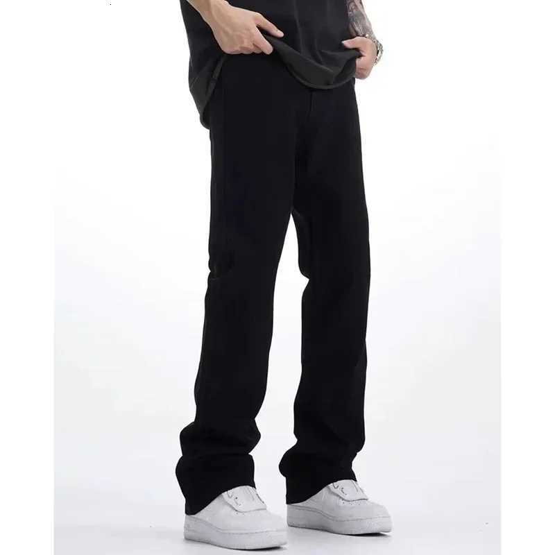 Man Solid Color Loose Fit Jeans Unisex 2025 Spring Summer New Pants American Casual Fashion Slimming Micro Flared Trousers Style W250925