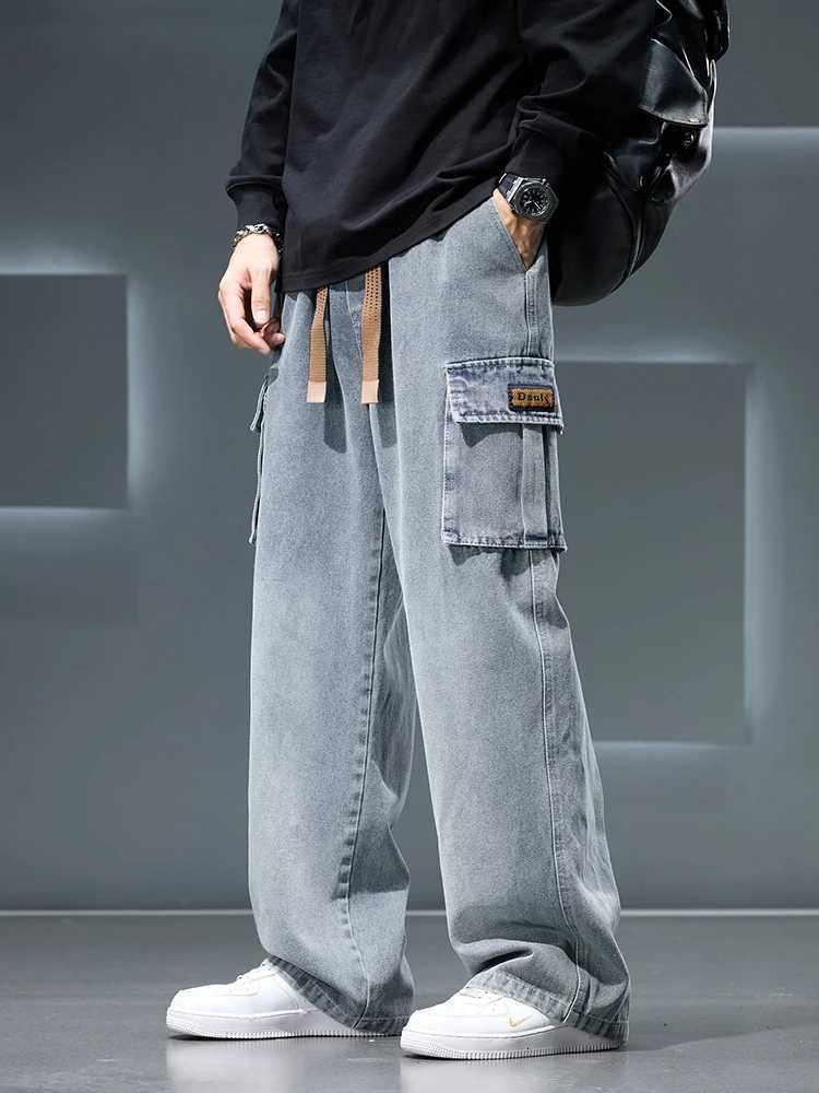 Mens Baggy Jeans 8XL Plus Size 2025 Autumn New Streetwear Wide Leg Straight Denim Pants with 6 Pockets W250925