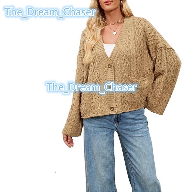 ZY Custom Womens Autumn and Winter Loose and Solid Color Cardigan Sweater New Fashion Clothing