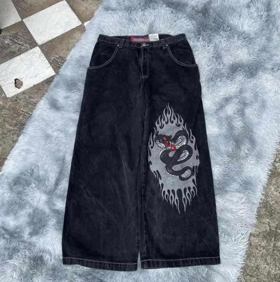 Men&#039;s Jeans JNCO Y2K Harajuku Hip Hop Poker Graphic Retro Blue Baggy Denim Pants Mens Womens Gothic High Waist Wide Trousers-image-926541496