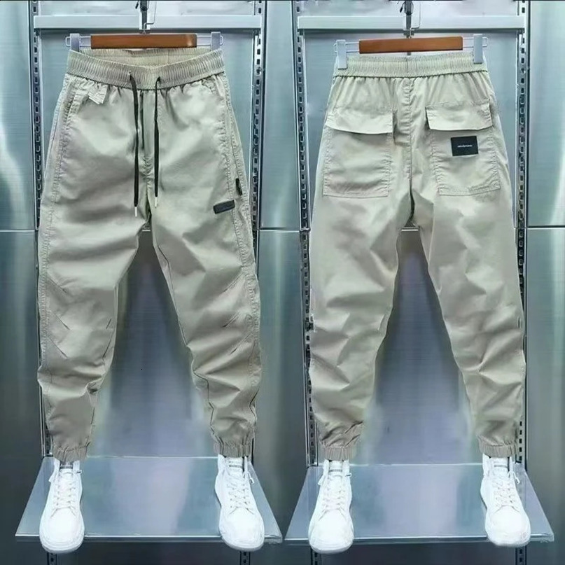 Cotton Joggers cargo pants mens streetwear hiphop sports casual harem Trouser summer Harajuku brushed 240816