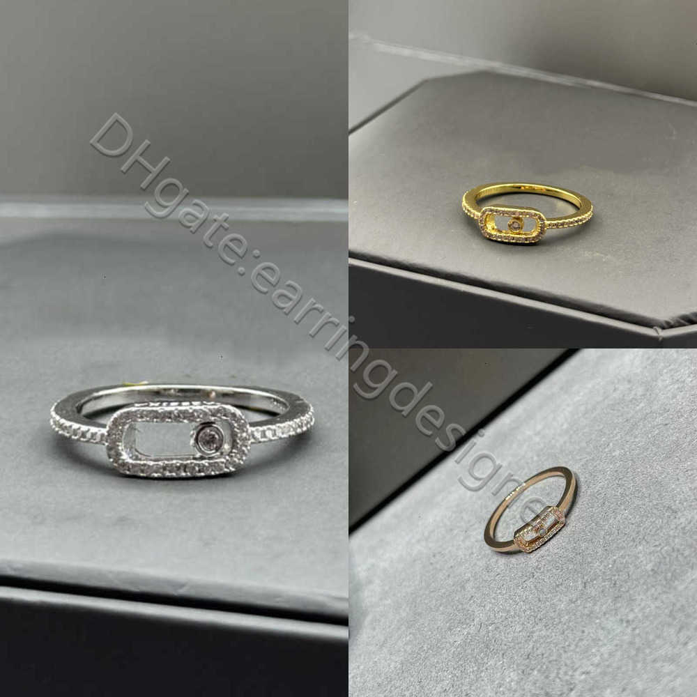 Single Drill Sliding Move Designer Rings Real Stone 925 Brand Gold Luxury Rose Chain Women Fashion Jewelry Gift Finger Love Diamond Wedding Ring