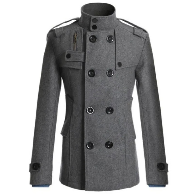 Mens Double Breasted Cotton Coat Wool Blend Solid Color Casual Business Fashion Slim Trench Coat Jacket Mens Clothing 250923