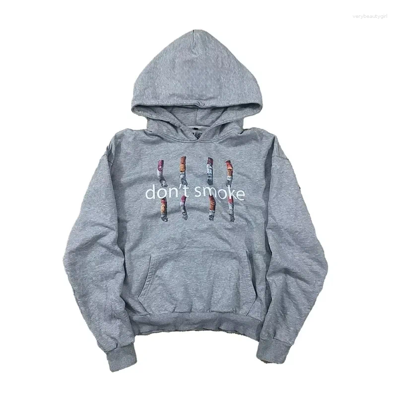Men's Hoodies Gray Sports Hoodie Retro Smoke Print Sweater Men Women Fashion Vintage Classic Hip Hop Streetwear Clothing Loose Jacket
