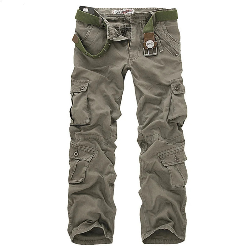 highquality mens cargo pants casual loose multi pocket cotton camouflage runner Plus size 2840 240816
