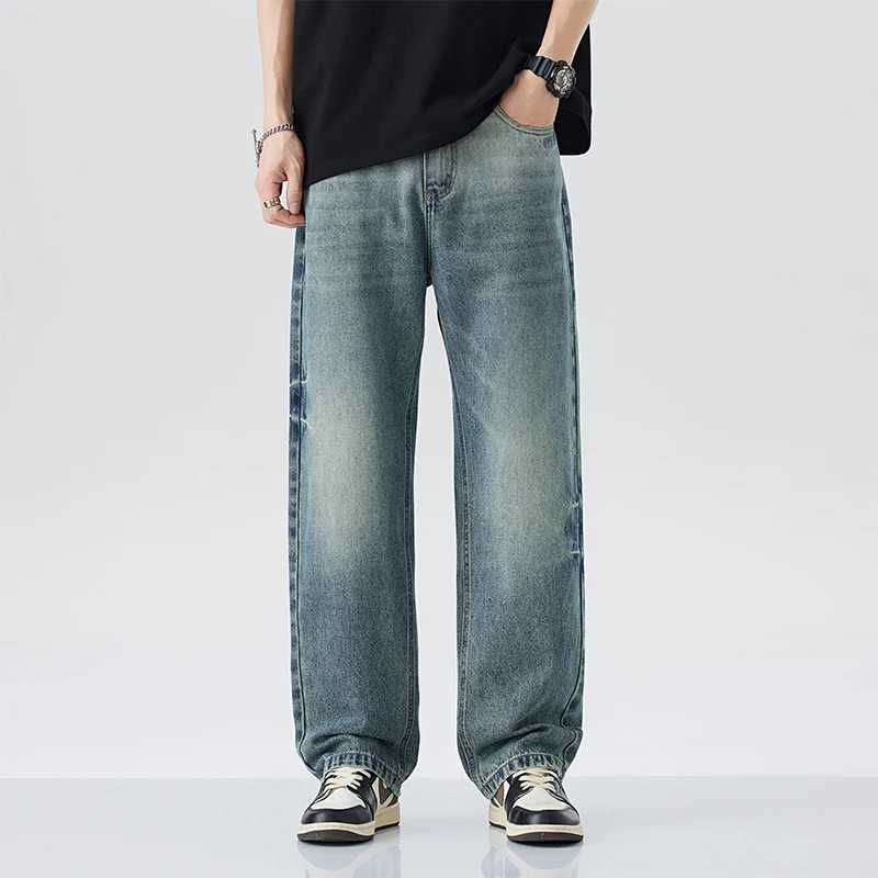 2025 springsummer new straight leg jeans mens fashion retro Y2k pants street wear mens loose casual mens loose straight leg W250925