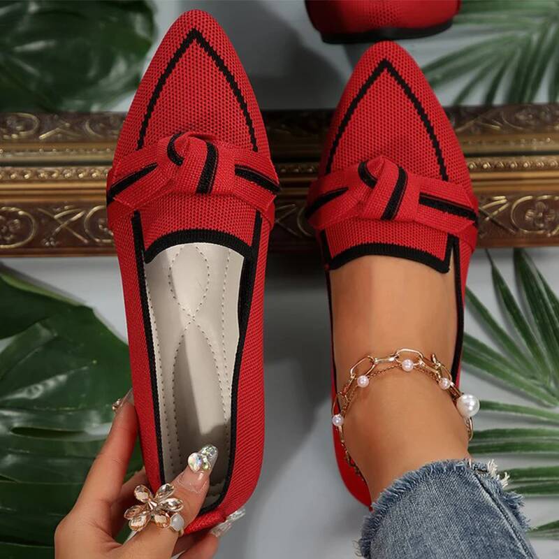Plus Size 36-43 Red Flats Women 2025 Breathable Mesh Flat Woman Pointed Toe Lightweight Casual Shoes Female ddmynov