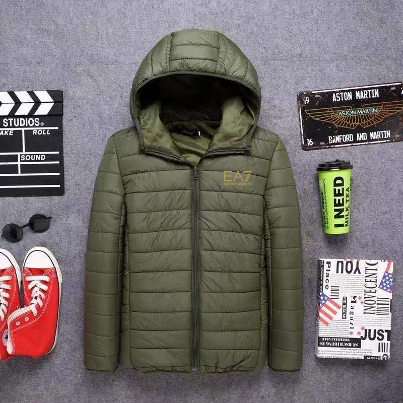 Classic Designer Mens Jacket Down Parkas Hoody Autumn Winter Thin And Light Comfortable Windproof Hooded Warm Cotton Jackets Print EA7 Slim Man Hood