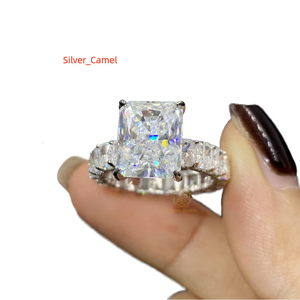 Factory Custom GRA Certified Moissanite Lab Grown Moissanite Diamond 14k Gold Radiant Cut Engagement Ring