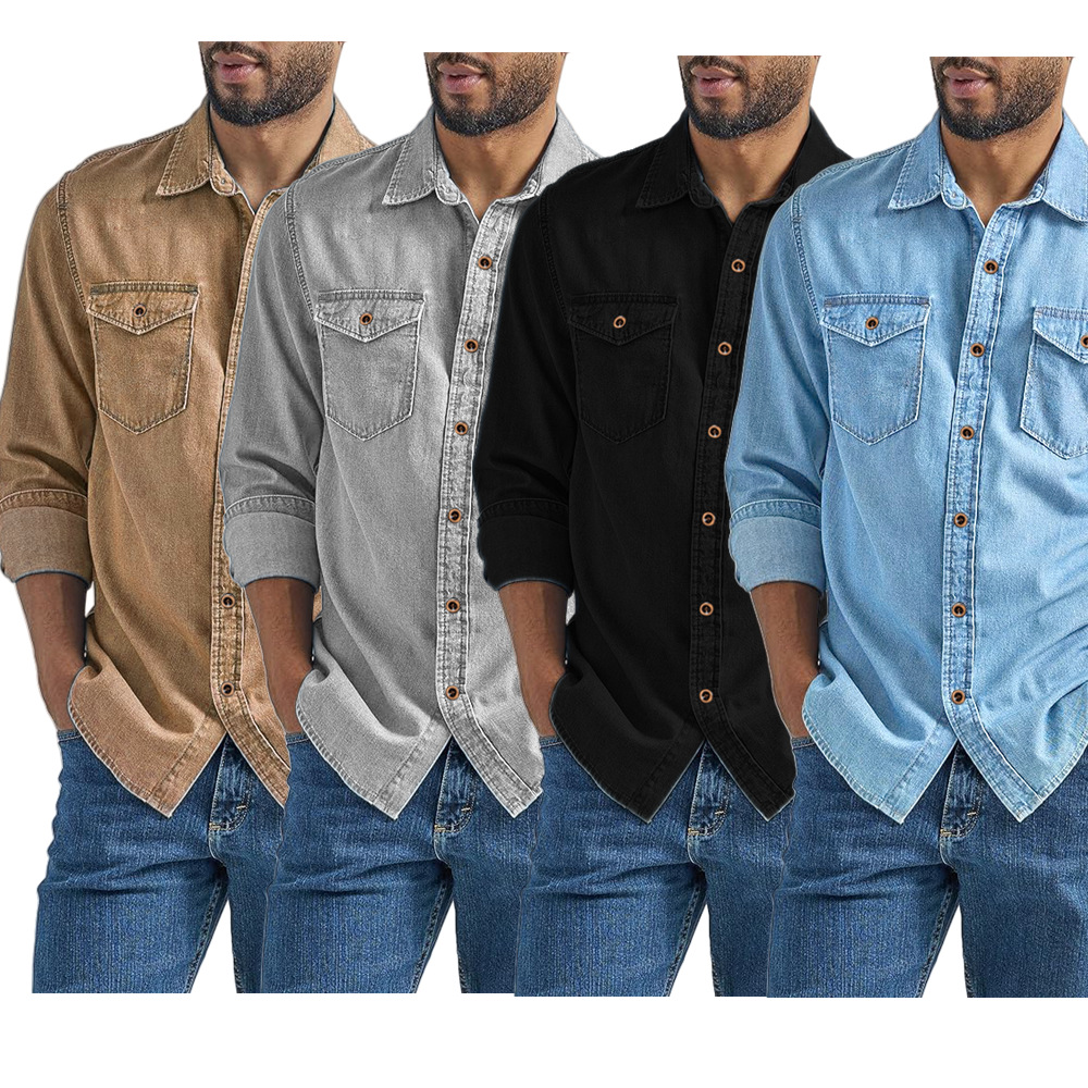 Designer Men Shirt Denim Style Men Shirt Men Spring Autumn Cardigan Plus Size Top European size: S-3XL