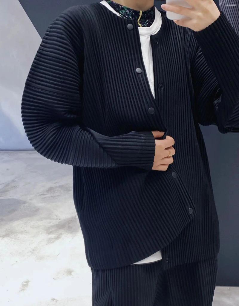 Men's Jackets Miyake Summer 2025 Cardigan Shirt Pleated Jacket Fashion Trend Business Commuter Versatile Casual Pleats Top