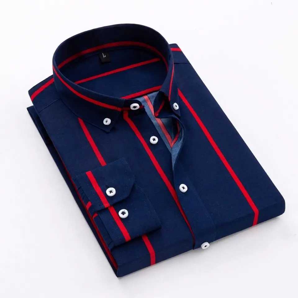 Shirts For Men Striped Blue Long Sleeve Man Shirt Business Cotton Cheap Things With Vintage Collar Sale Button Up Slim Fit X250925