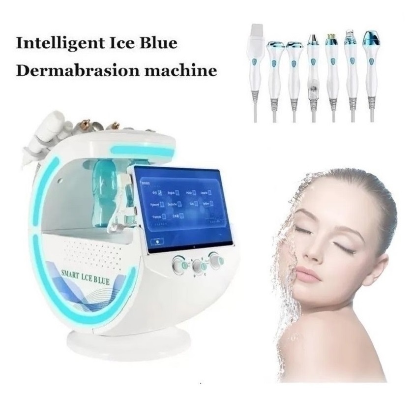 Newest 7 In 1 MultiFunctional Oxygen Facial Care Deep Cleaning Machine Smart Ice Blue Analyzer Beauty Device