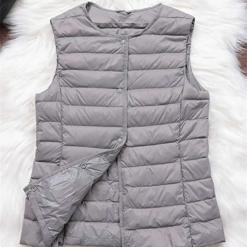 Women's Down Parkas Fitaylor 90% Ultra Light White Duck Down Women Vest Thin Coat Women Duck Down Sleeveless Jacket V Collar Or O Collar Coat 2