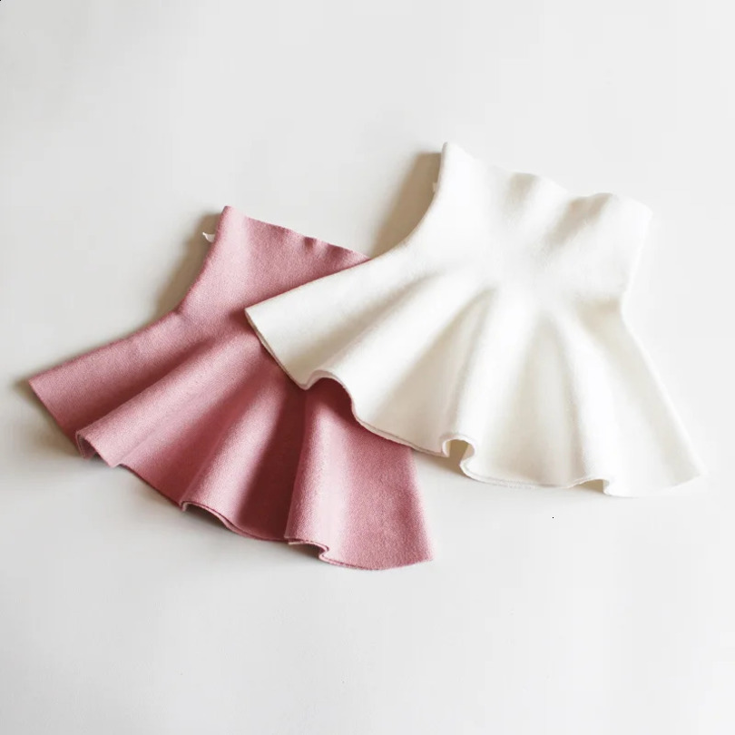 Childrens Skirts Autumn/Winter Girls Skirts Childrens Knitted Pleated Short Skirts High Waist Pleated Skirts Solid Color 250408