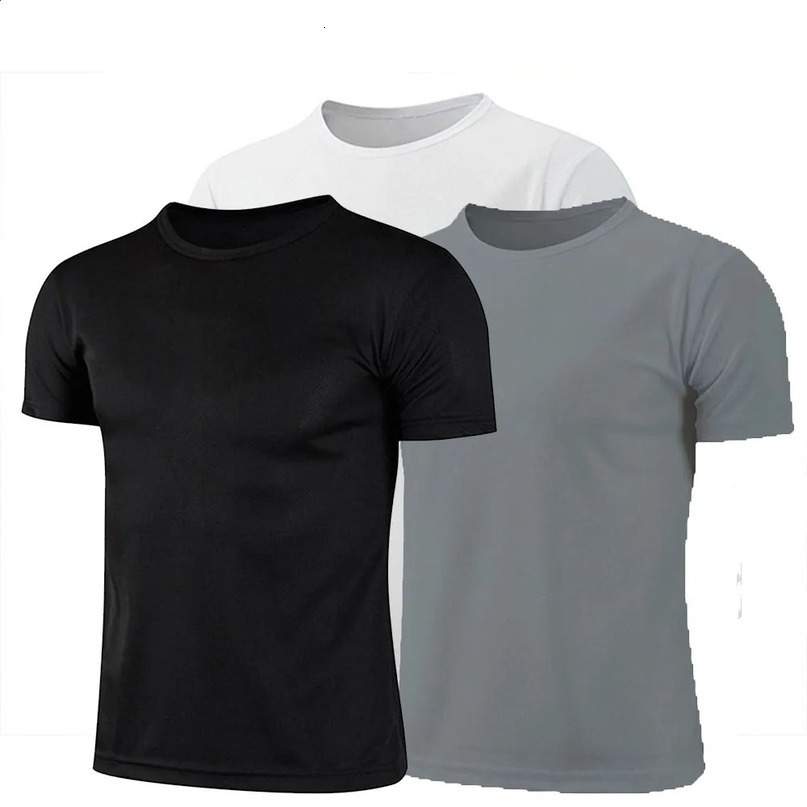mens solid color Tshirt sports and leisure gym running black quick drying fitness exercise 240821