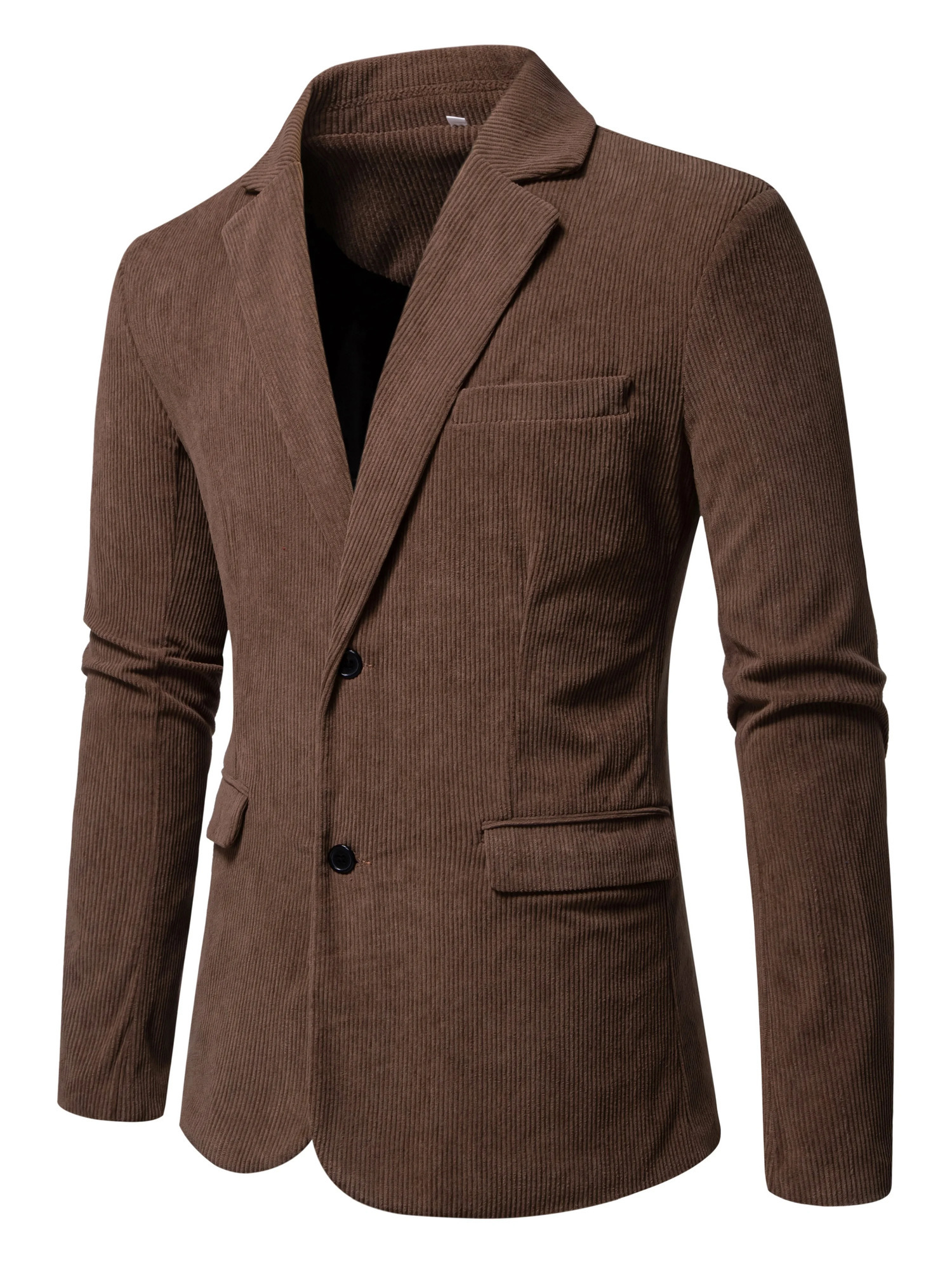 Mens Spring and Autumn Leisure Fashion Solid Color Double Button Corduroy Jacket 250923