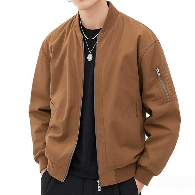 Autumn Varsity Bomber Jacket Men Casual Loose Workwear Jackets Outdoor Streetwear Coats Mens Stand Collar Slim Baseball Coat X250925