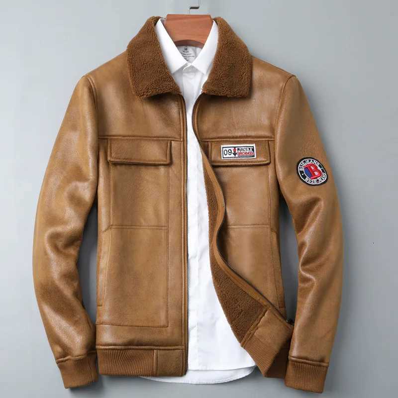 New Winter Men Casual Fur Integrated Jackets New Fashion Male Slim Fit Motorcycle Leather Jackets Bomber Jackets Size 4X X250925