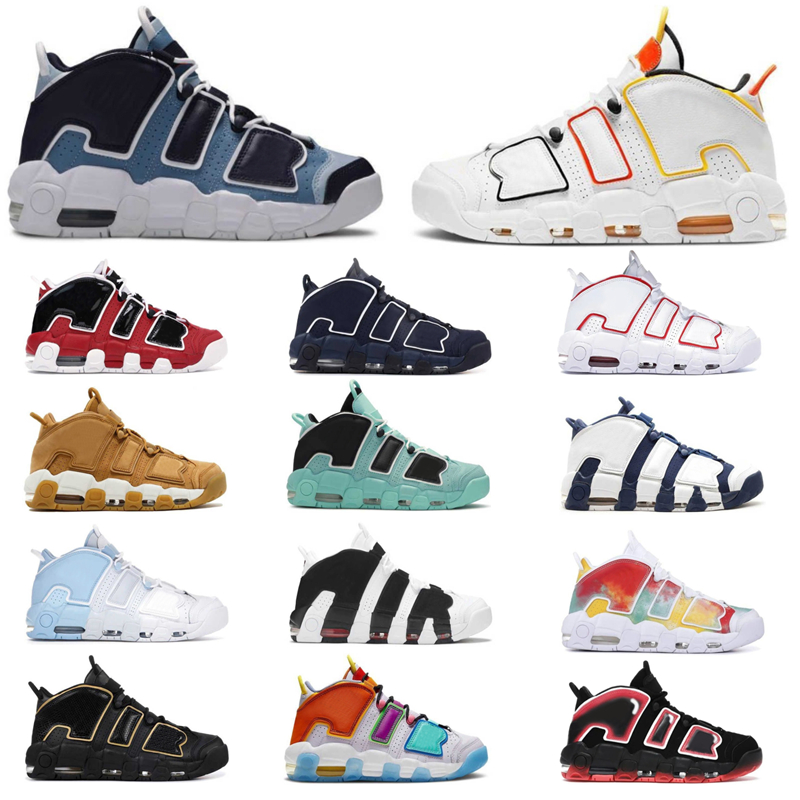 White Varsity Red Scottie Basketball Shoes with Socks Uptempos Women Mens University Blue Black Lucky Charms Sunset-image-894819132