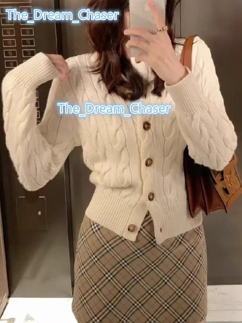 American Style Retro Old Money Soft Waxy Knitted Cardigan Top Womens Autumn And Winter New Niche Milk White Twist Sweater