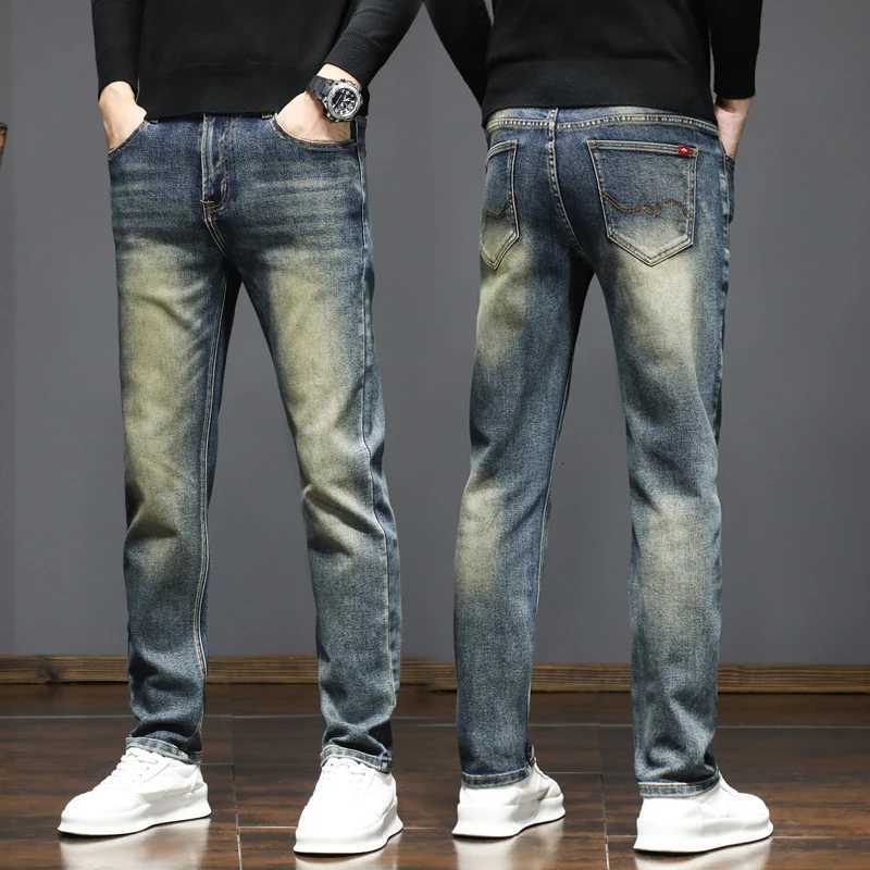 Highquality American retro jeans mens 2025 autumn new microelastic popular wearresistant wash slim straight pants W250925
