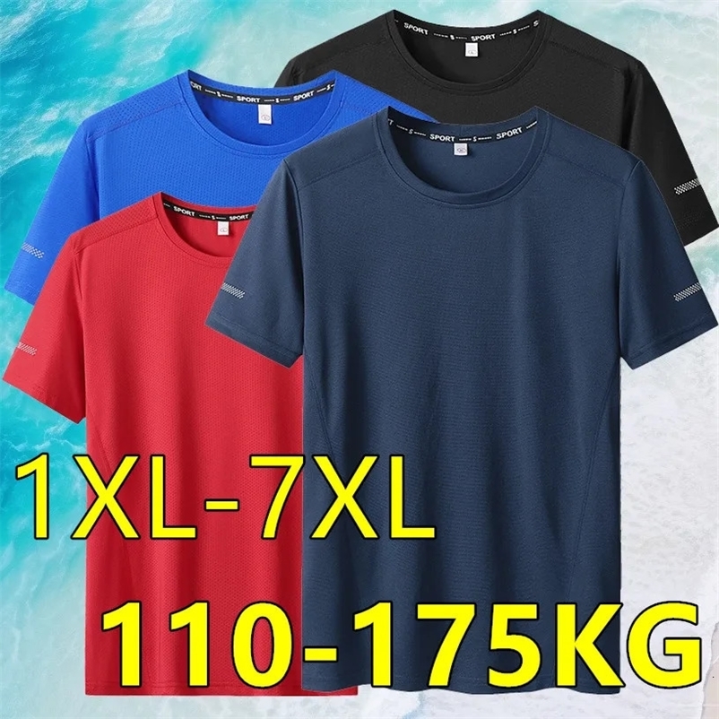 T-shirt for Men Plus Size 5XL/6XL Quick Drying T-shirt Round Neck Big Size Short Sleeve Oversized T-shirt 240429