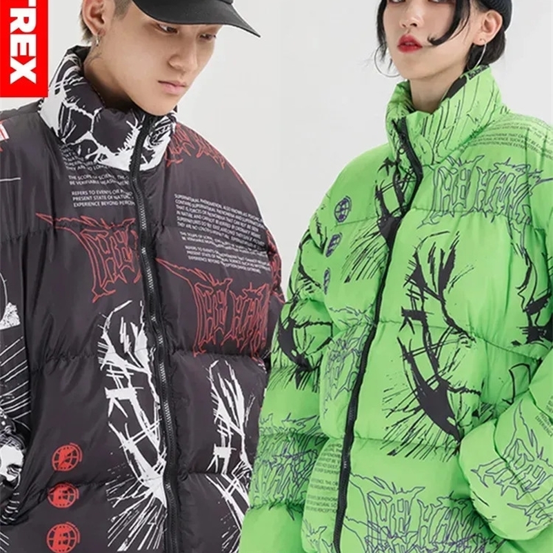 Women's Down Parkas Women Parka Jackets Harajuku Down Cotton Winter Streetwear Y2K Fashion Oversize Warm Padded Jacket Bubble Puffer Parkas Coa
