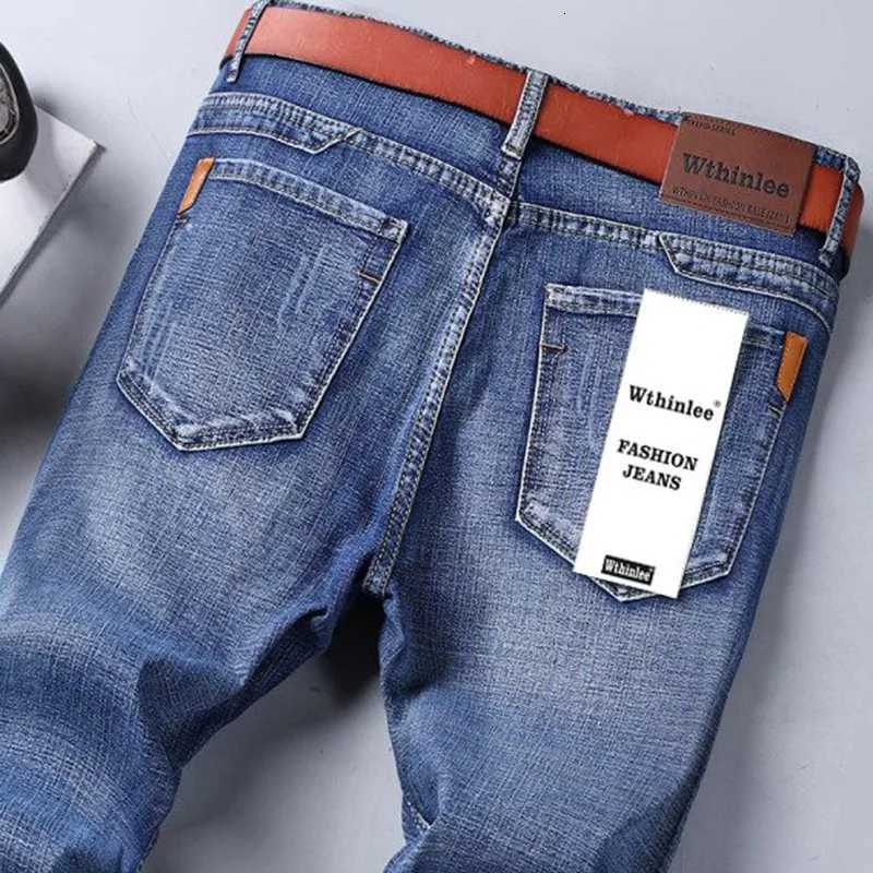 Spring Mens High Street Vintage Stretch Jeans Korean Concise Business Straight Leg Trousers Fashion Slimming Denim Pants Male W250925
