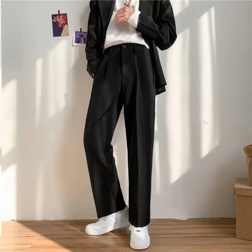 Spring and autumn fashion high waisted casual pants for mens clothing pure loose fit fully matched pockets Korean style Y2K Trouser 240816