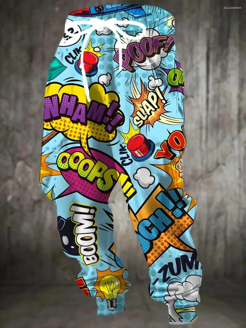 Men's Pants 2025 Autumn Graffiti Printed Soft And Comfortable Drawstring Outdoor Casual Party