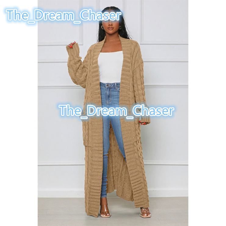 Pockets Sweater Coat Women Twist Knitted Cardigan 2023 New Fall Solid Color Long Cardigan Fashion