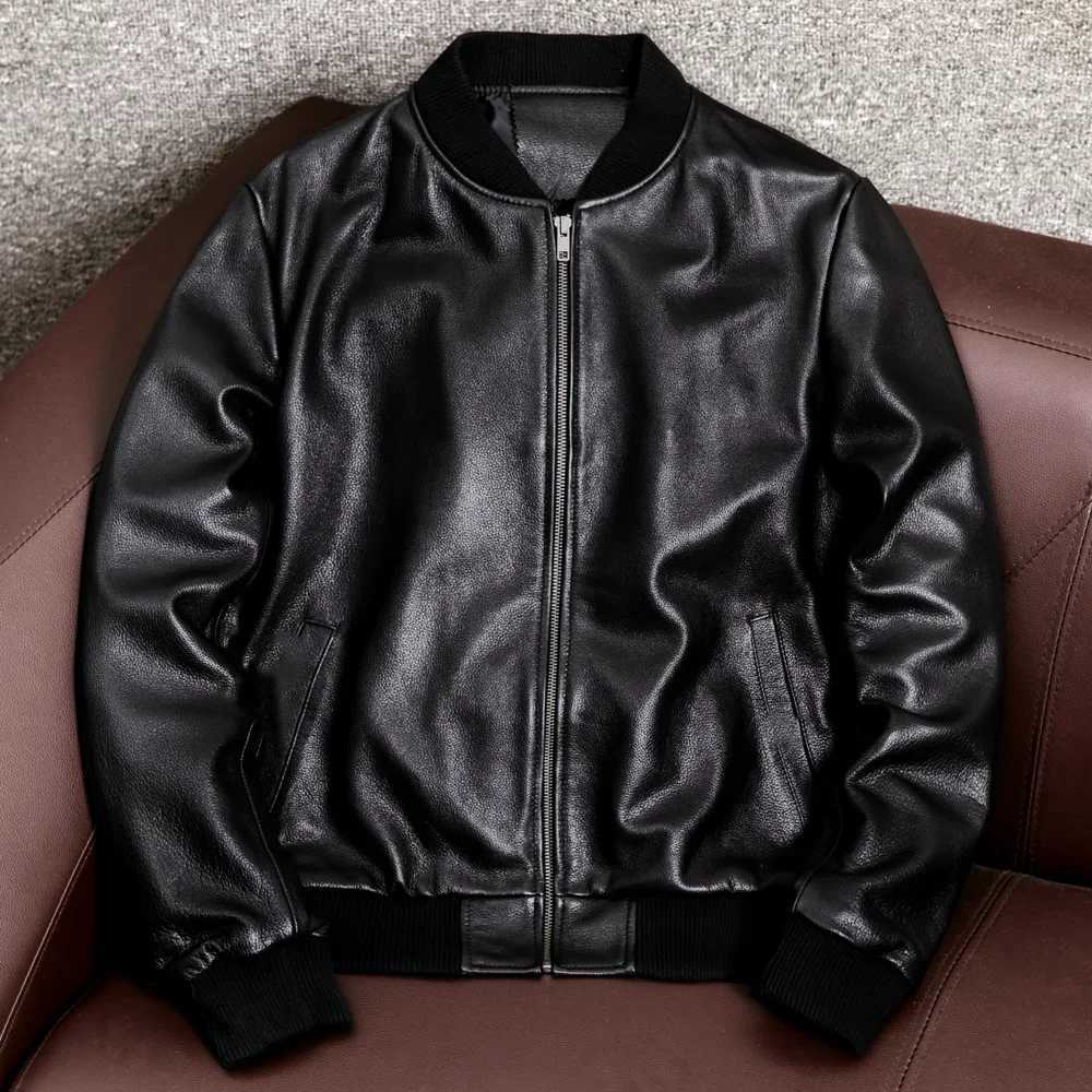 100 Genuine Leather Male Black Sheepskin Soft Motorcycle Jacket Men Spring Autumn Plus Size Bomber Coat X250925