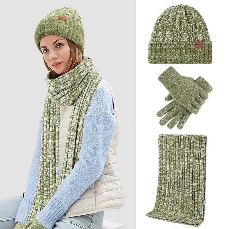 Hat scarf gloves threepiece set fleece coldproof and warm knitted gloves wool hat winter Christmas gift X250925